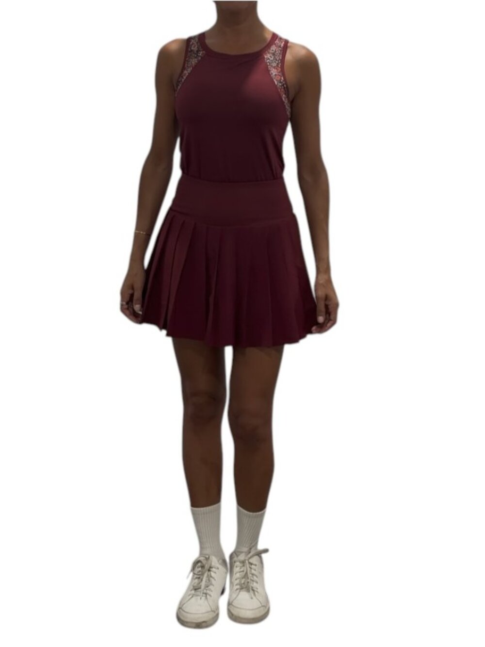 Sincerely Jules Golf & Tennis Burgundy Set Top Size S Pleated Skirt Size XS